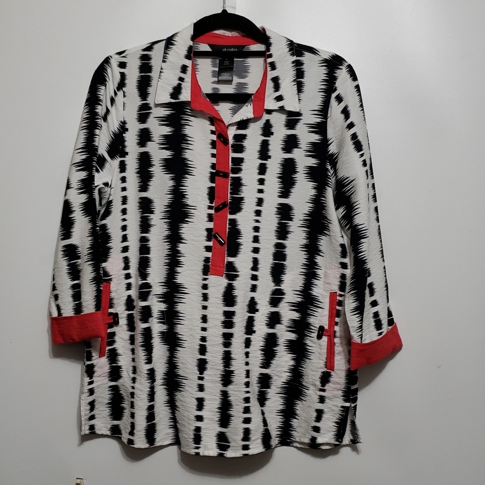 ALI MILES Abstract Pattern 3/4‎ Sleeve Tunic Top